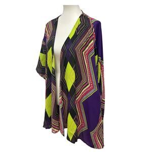 Ashley Stewart Plus Size 22/24 Polyester Lightweight Geometric Cardigan Coverup
